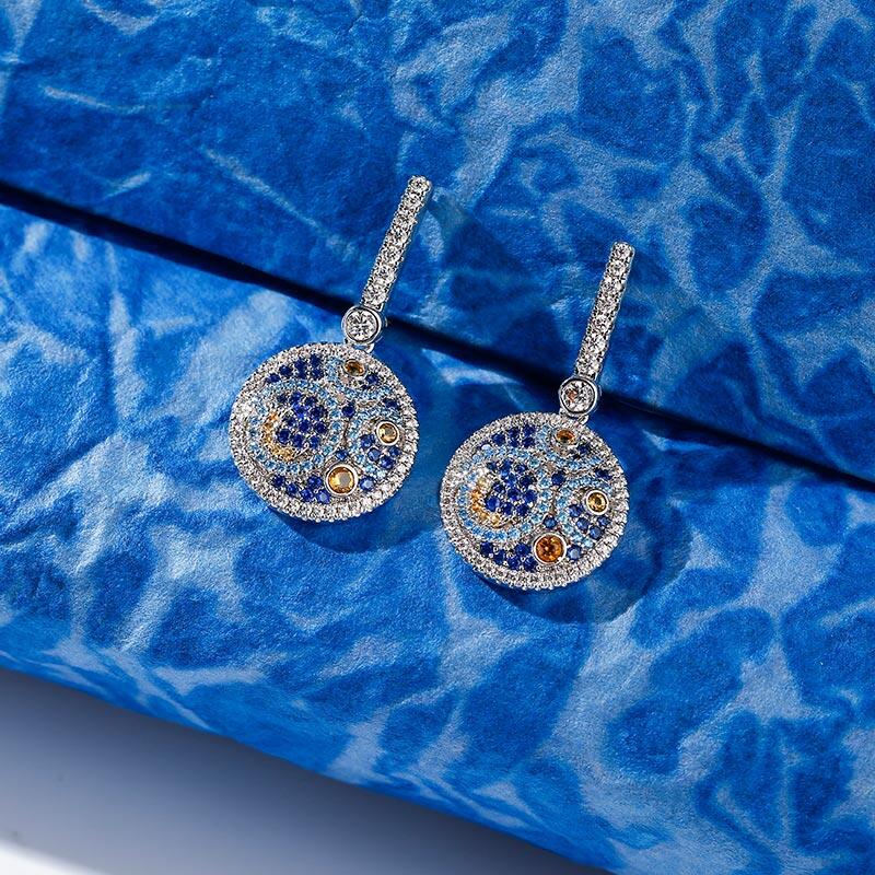 Jeulia "Pure Night" The Starry Night Inspired Sterling Silver Earrings
