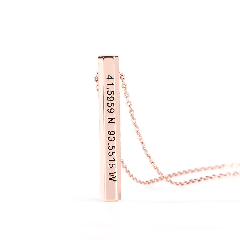Jeulia "Love Story" Long 3D Bar Necklace