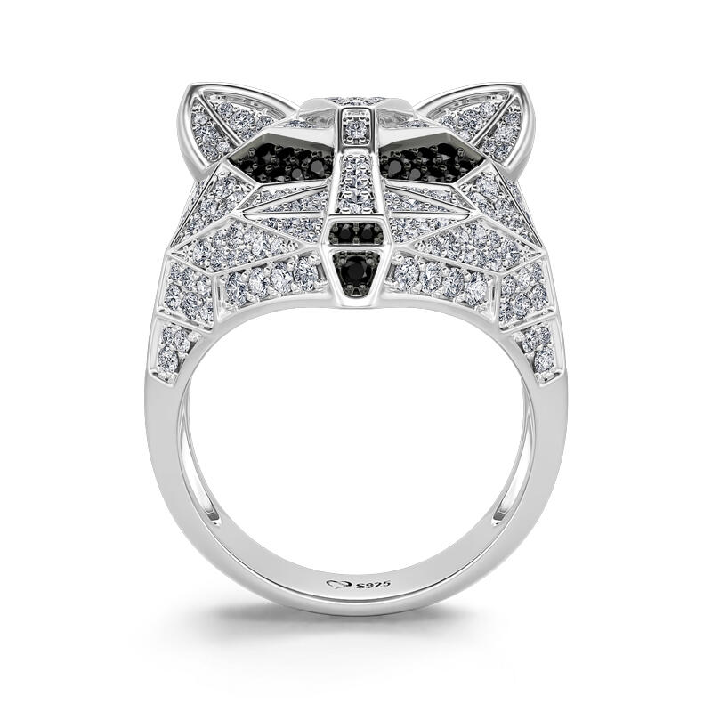 Jeulia Anillo especial con cara de zoroo de plata de ley