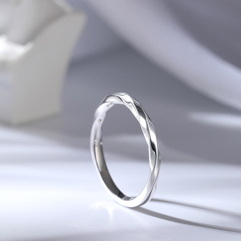 Jeulia Anillo torcido de compromiso de plata de ley para hombre