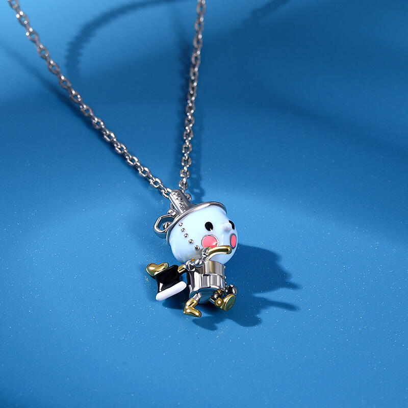 Jeulia "Take the Heart" Cartoon Characters Enamel Sterling Silver Necklace