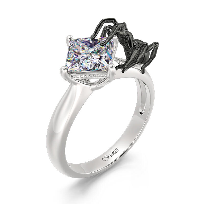 Jeulia Hug Me "Fascinating Insect" Ant Princess Cut Sterling Silver Ring