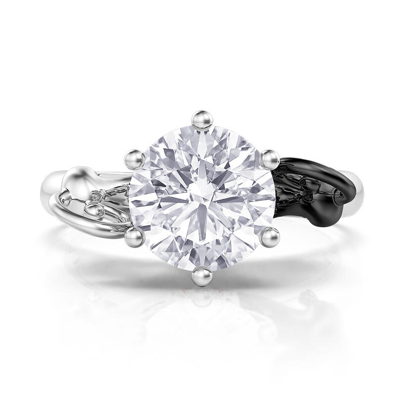 Jeulia Hug Me "League of Cats" Round Cut Sterling Silver Ring