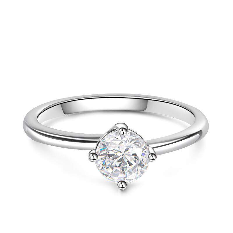 Jeulia Classic Round Cut Sterling Silver Ring