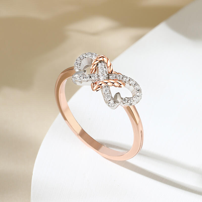 Jeulia Women Wedding Band Infinity Heart Butterfly Silver