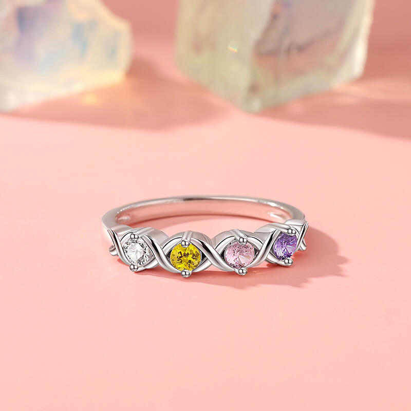 Jeulia "Infinite Love" Family Ring with Birthstones Sterling Silver