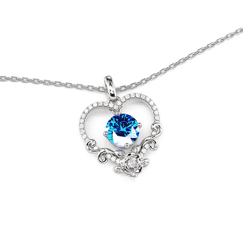 Jeulia Collar Personalizado Corazón con Rosas Piedra de Nacimiento