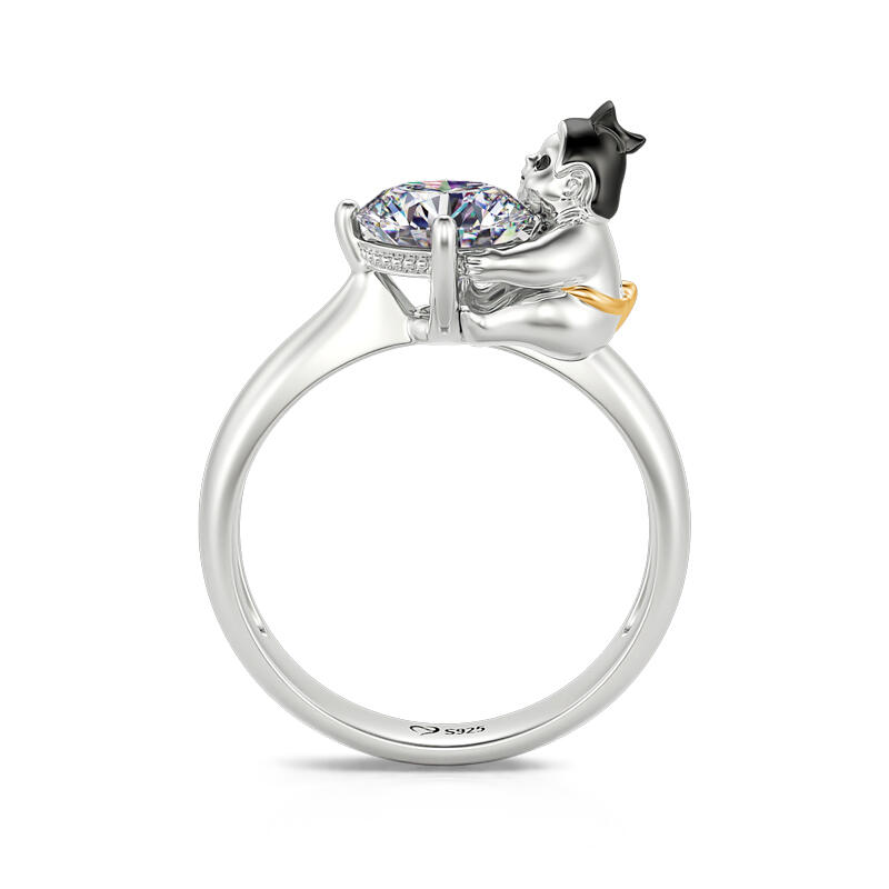 Jeulia Hug Me "Uwielbiam Prowess" Sumo Okrągłe Cięcie Pierścionek Srebrny