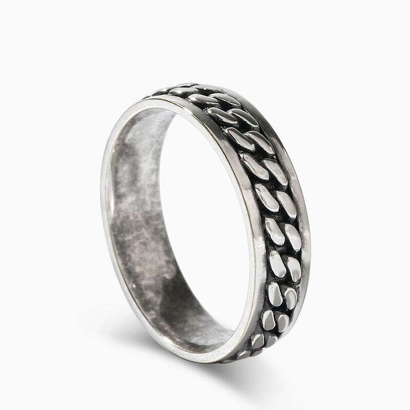 Jeulia "Chain Link" Sterling Silver Band