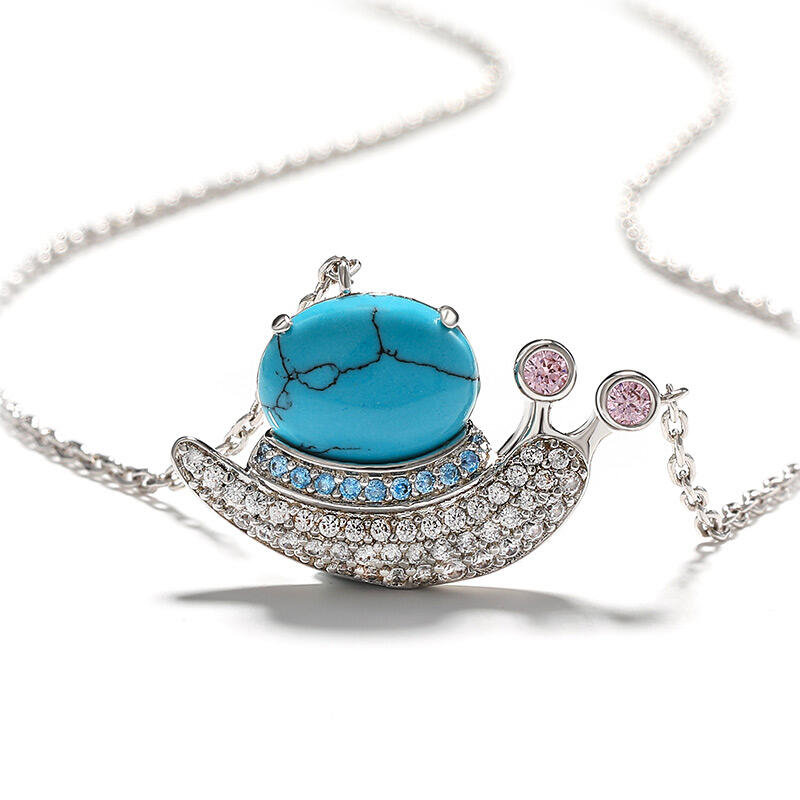 Jeulia 蝸牛 デザイン トルコ石 シルバー ネックレス