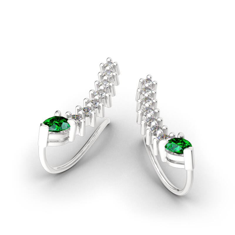 Jeulia Royal Emerald Green Climber Earrings