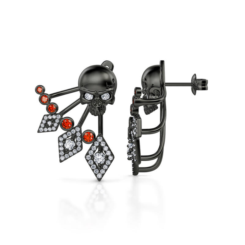 Jeulia "Rebellion" Skull Design Sterling Silver Ear Jackets