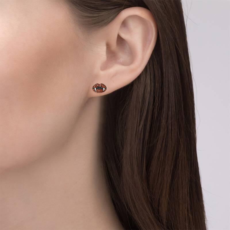 Jeulia "Vampire Lips" Sterling Silver Stud Earrings