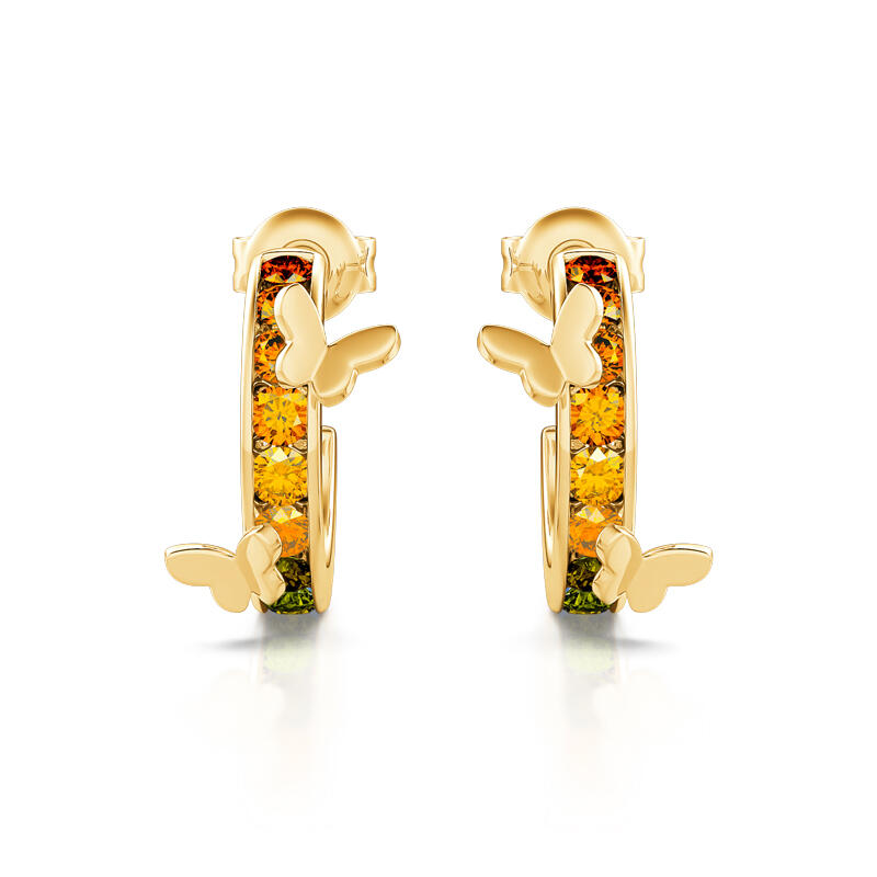 Jeulia Butterfly on Rainbow Circle Sterling Silver Earrings