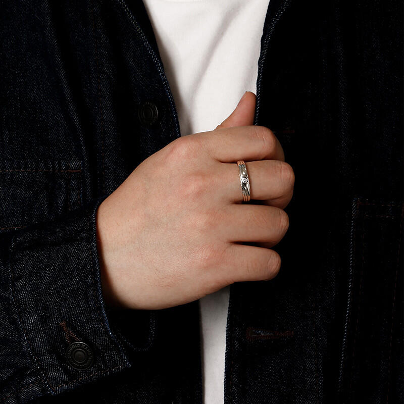 "My Hope My Inspiration " Asymmetric Men's Wedding Ring