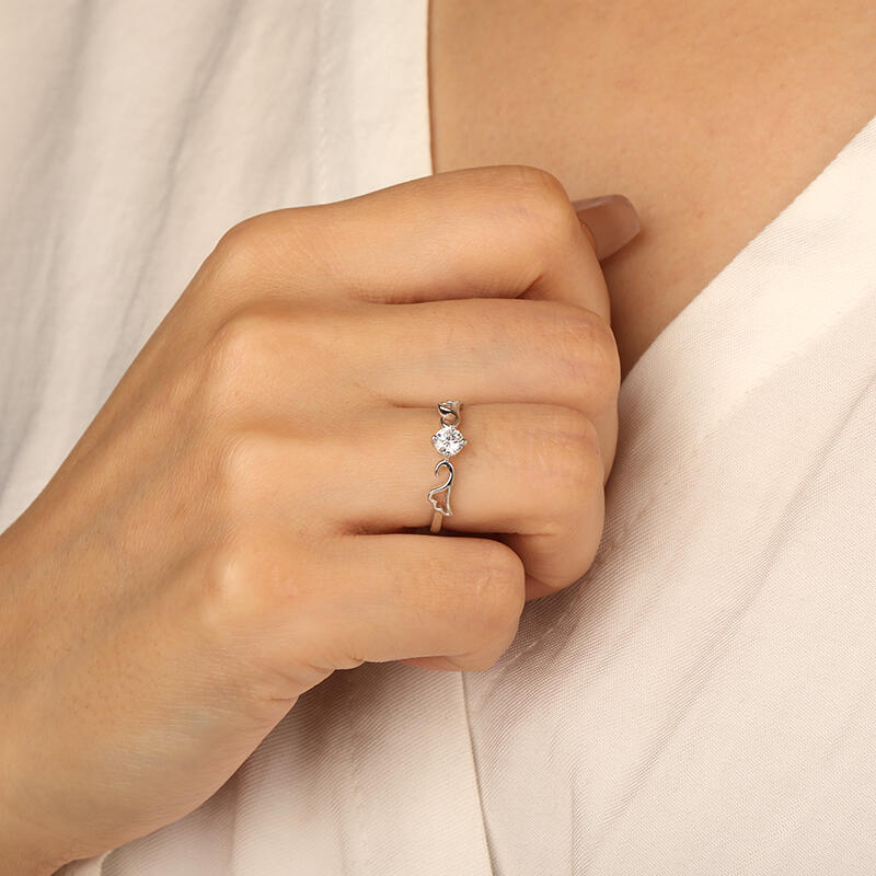 "Angel Wings" Round Cut Solitaire Engagement Ring