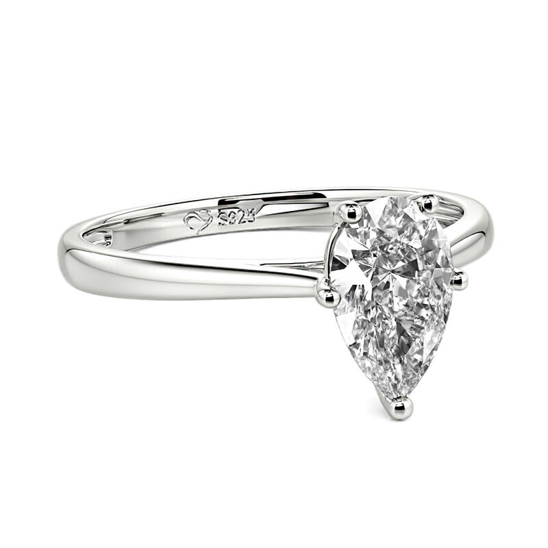 Jeulia Pear Cut Solitaire Sterling Silver Engagement Ring
