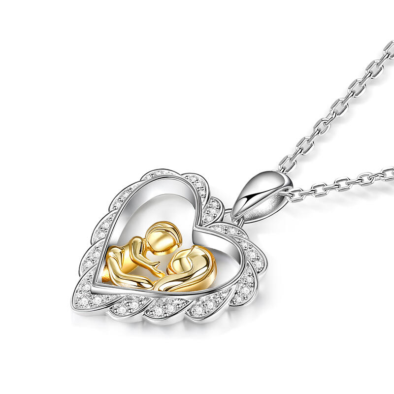 Jeulia Collar de Plata de Ley de Madre e Hija en Forma de Corazón