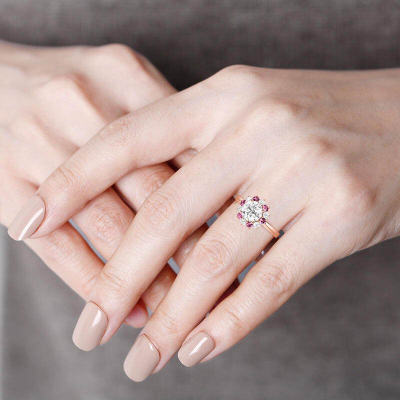"I Know You Will" Round Cut Cluster Halo Engagement Ring
