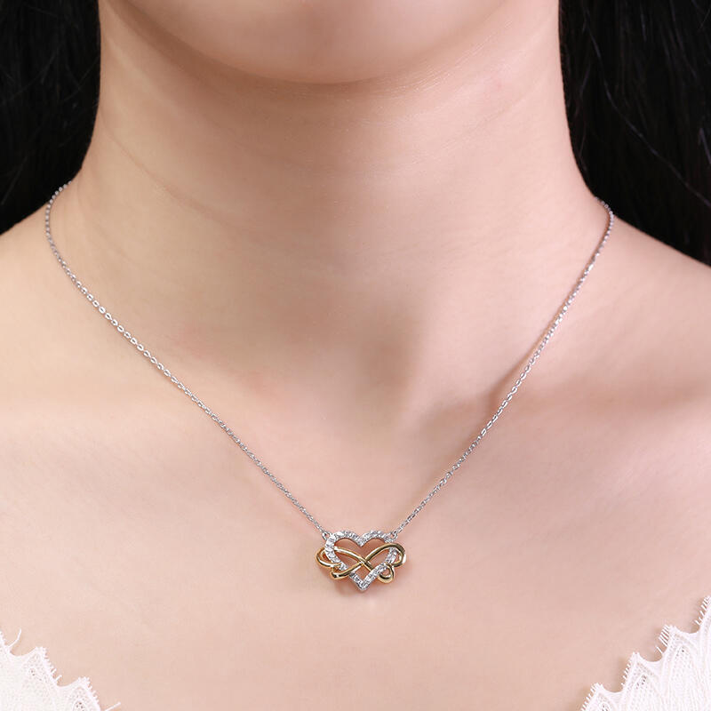 Jeulia Women Butterfly Infinity Heart Necklace Hollow out Silver