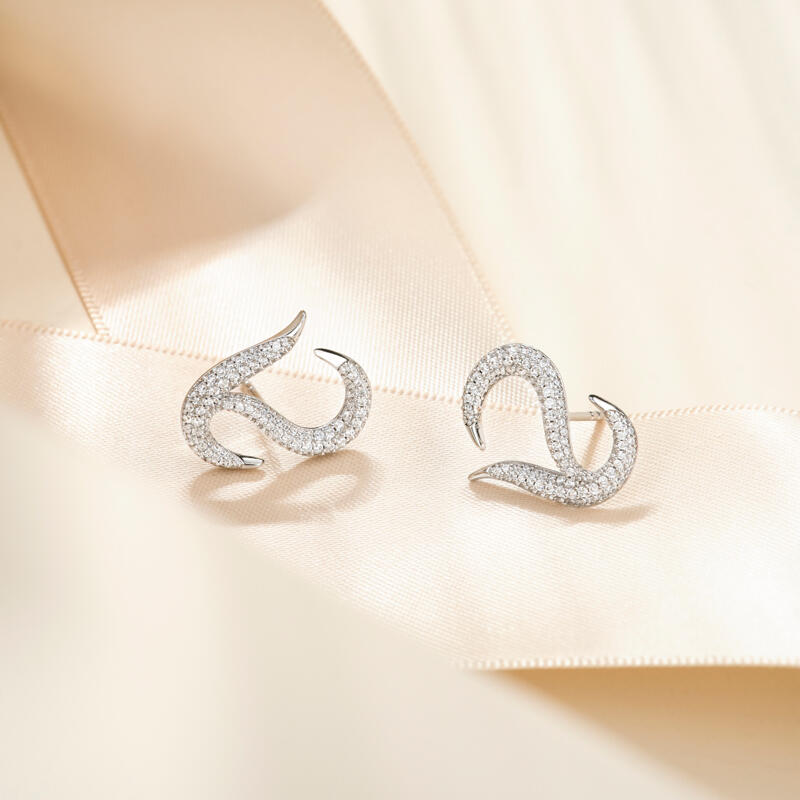 Jeulia Logo Shape Heart Sterling Silver Stud Earrings