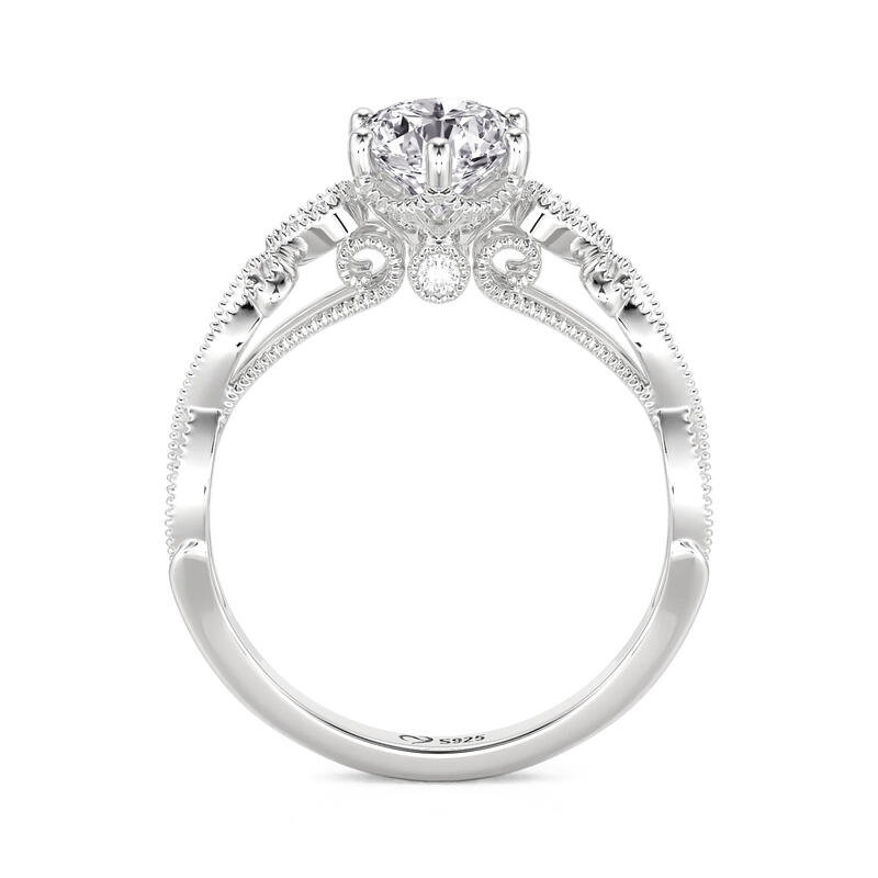 Jeulia Infinity Beaded Round Engagement Ring Sterling Silver