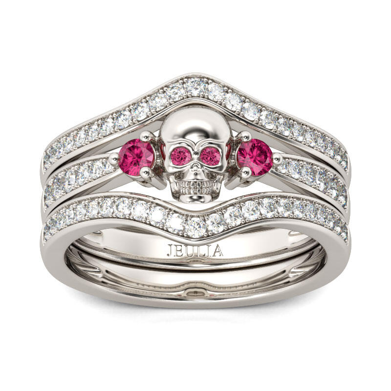 Jeulia Bague Tête de Mort Fantaisie en Argent Sterling Coupe Ronde