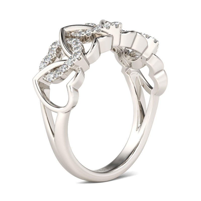 Jeulia Interlocking Hearts Round Cut Sterling Silver Women's Band
