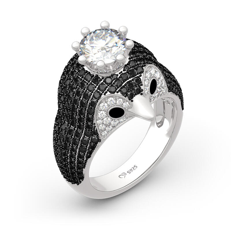 Jeulia "Be Your King" Penguin Sterling Silver Ring