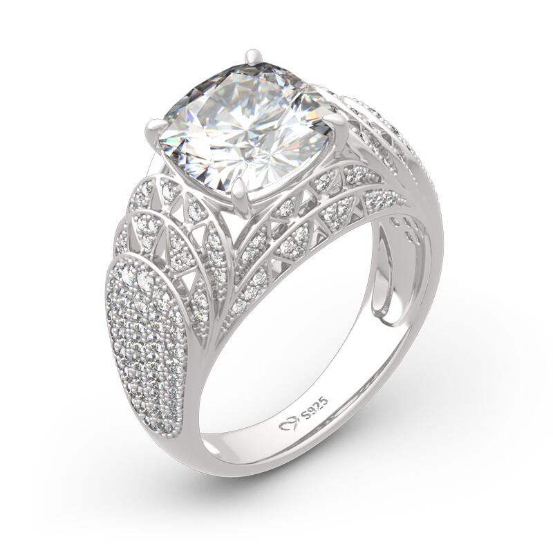 Jeulia "Chrysler Building" Cushion Cut Sterling Silver Ring