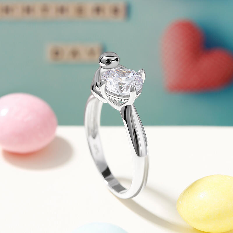 Jeulia Hug Me Anel de robô de prata esterlina com corte redondo