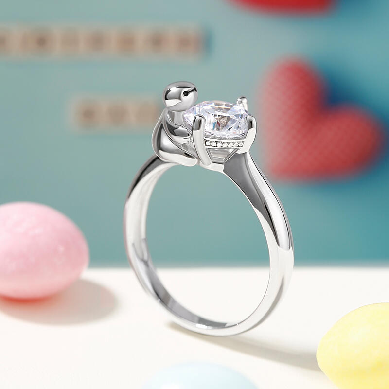 Jeulia Hug Me Anel de robô de prata esterlina com corte redondo