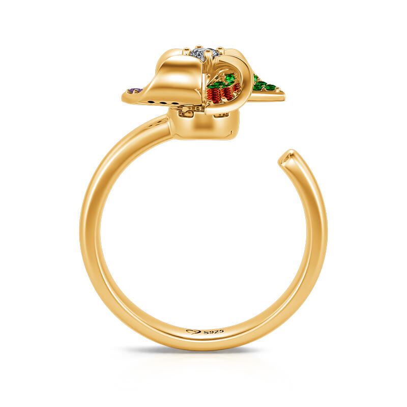 Jeulia "Back to Youth" Rotating Colorful Windmill Sterling Silver Open Ring