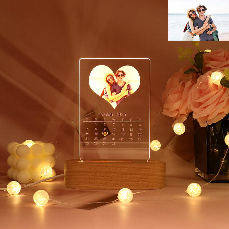 Personalized Photo Calendar Acrylic Night Light