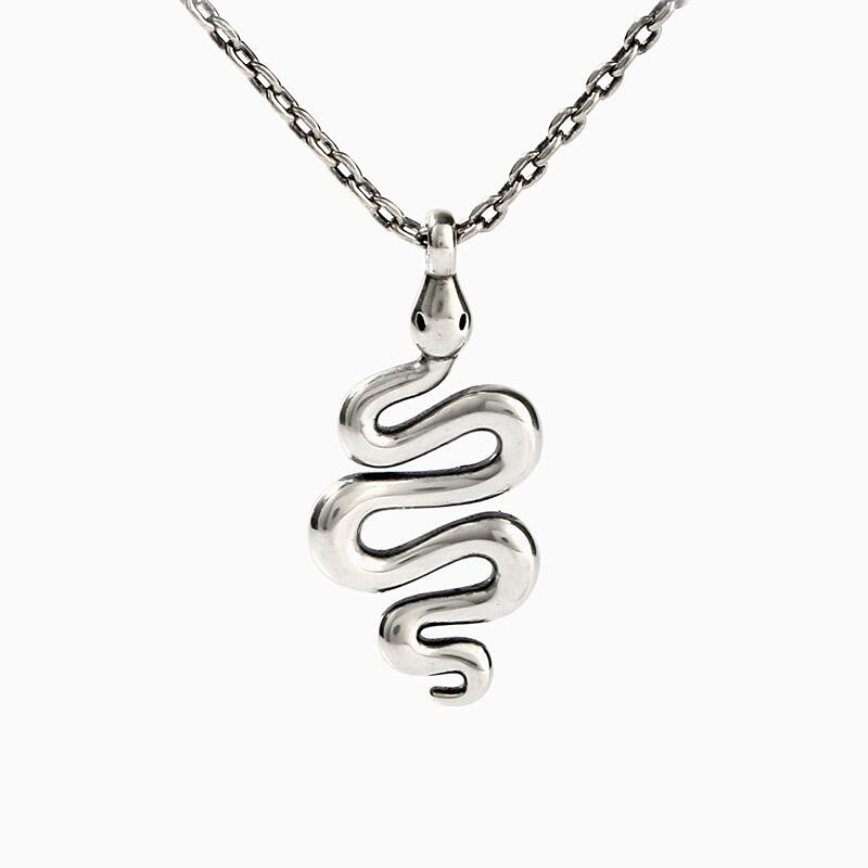 Jeulia "Black Mamba" Snake Sterling Silver Necklace