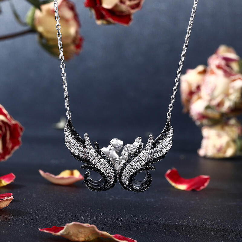 Jeulia "Eternal Love" Butterfly Lovers Sterling Silver Necklace
