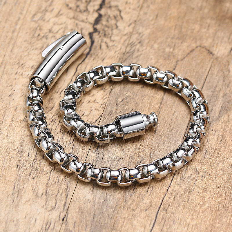 Jeulia Pulsera de hombre de acero inoxidable con cadena de perlas