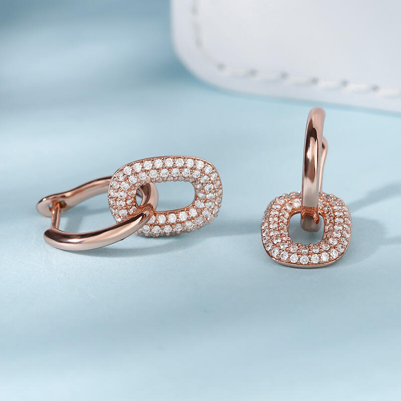 Jeulia Two Interlocking Design Sterling Silver Earrings