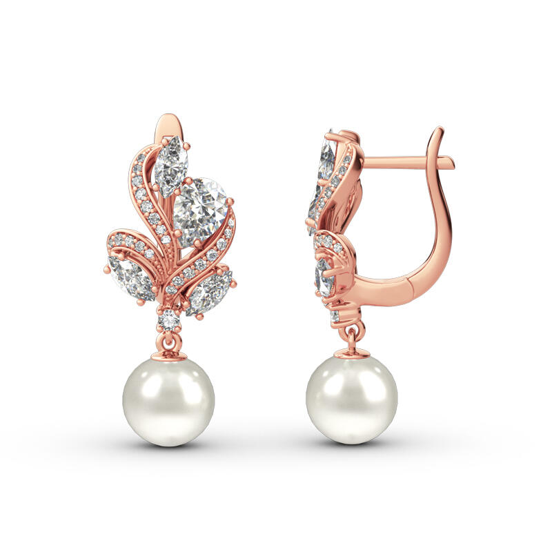 Jeulia Aretes de plata de ley con perlas cultivadas de diseño elegante