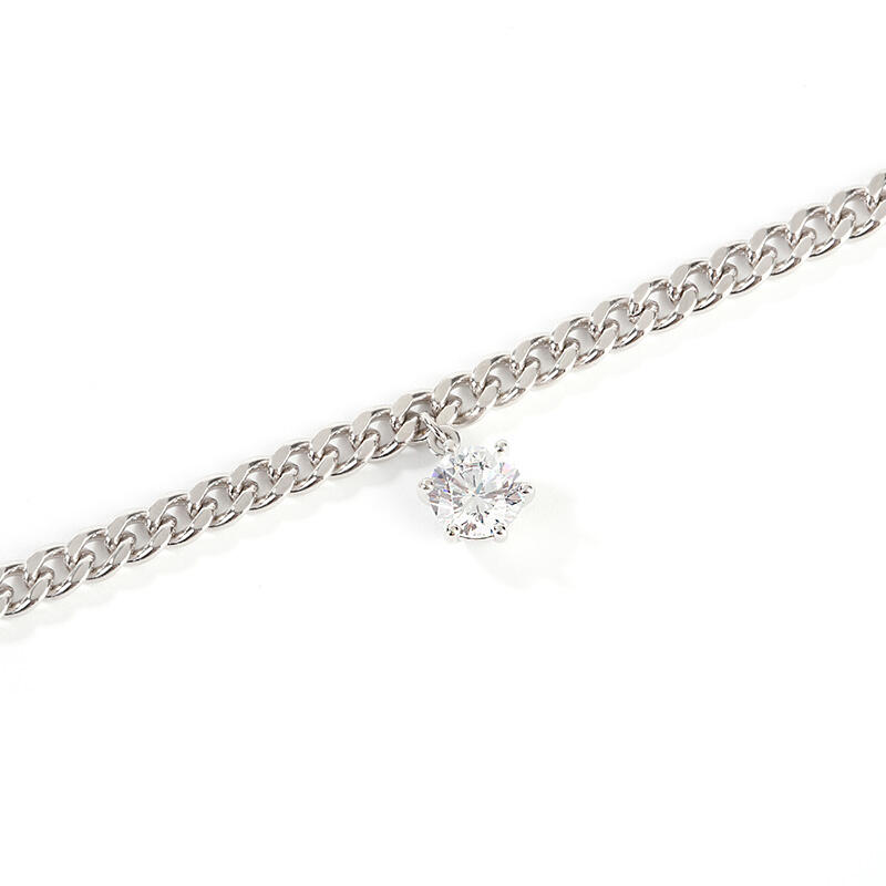 Jeulia Simple Design Round Cut Sterling Silver Anklet