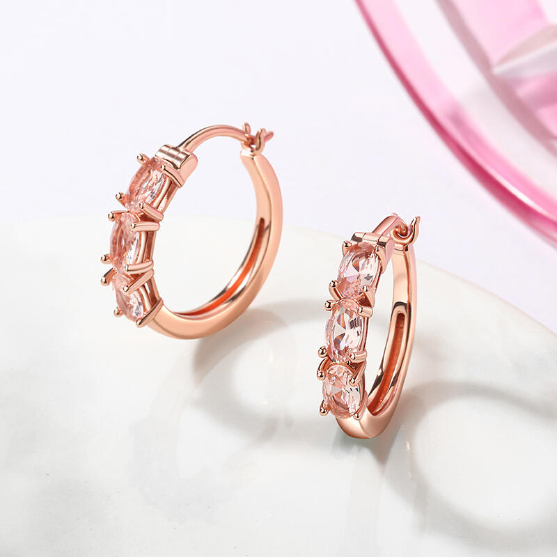 Jeulia Oval Cut Synthetic Morganite Sterling Silver Earrings