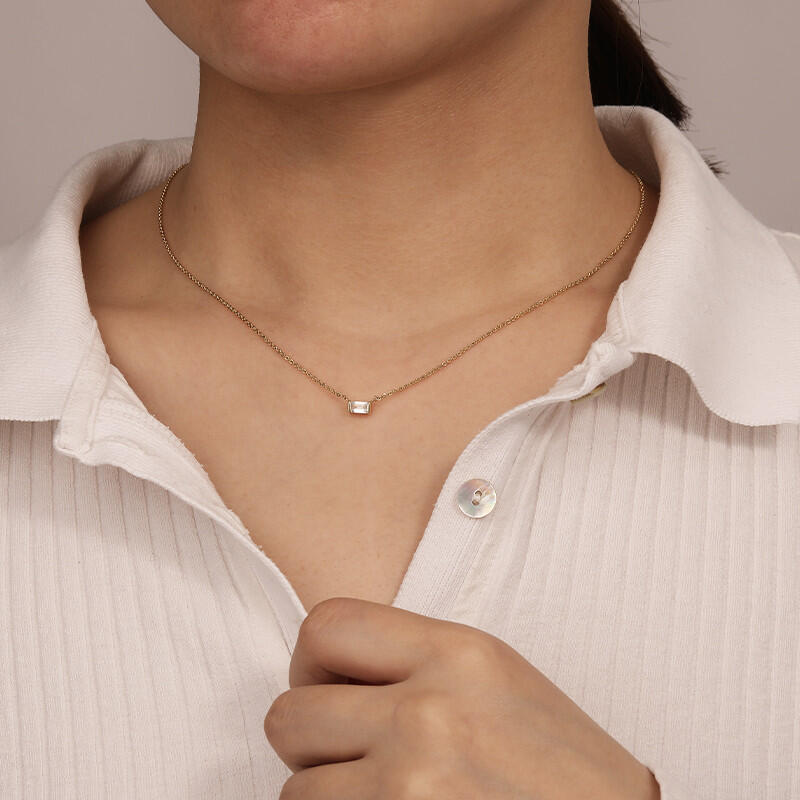 "The Glimmer In My Heart" Baguette Cut Necklace