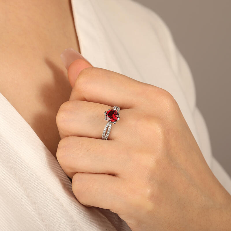 "Track Your Fragrance" Round Cut Side Stone Engagement Ring