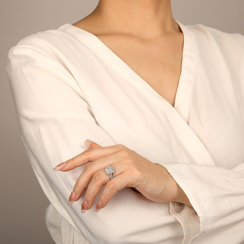 "Swear To Me" Cushion Cut Bridal Set