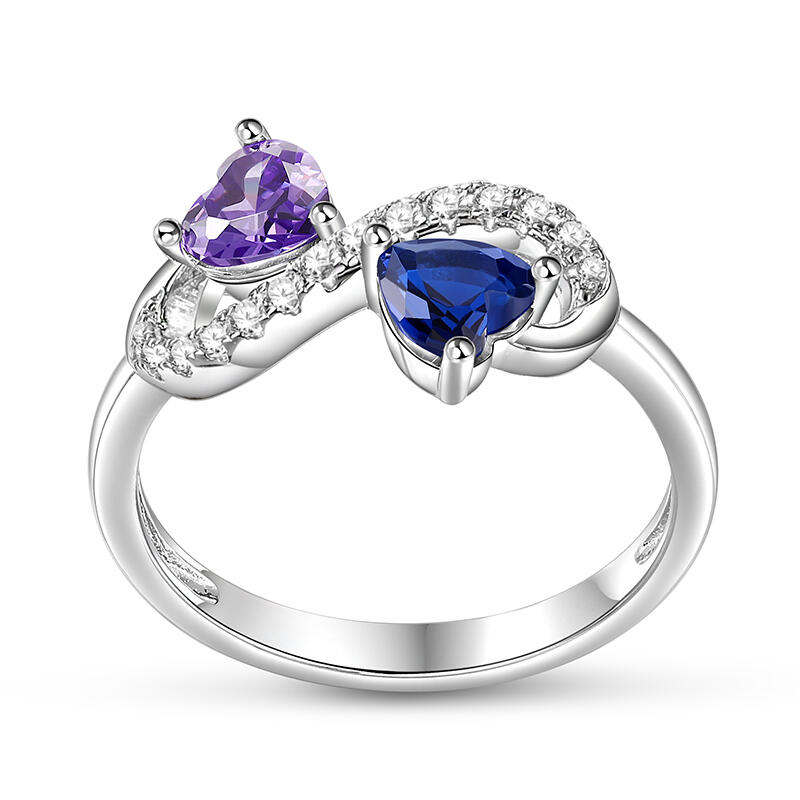 Jeulia インフィニティ ダブルハート 誕生石 リング スターリングシルバー