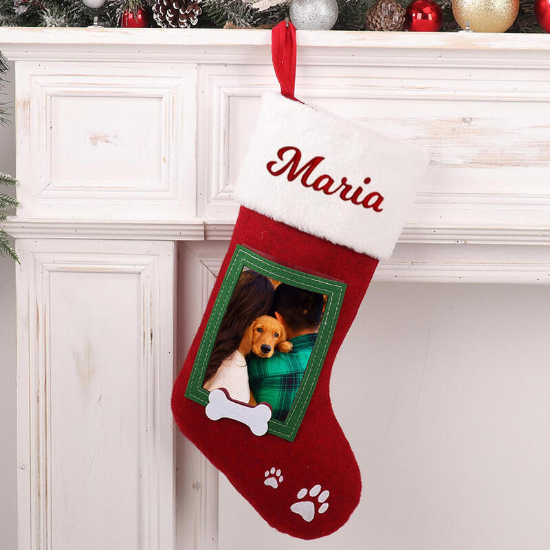 Personalized Christmas Stockings Customized Photo and Embroidered Name Gifts for Pet Lovers