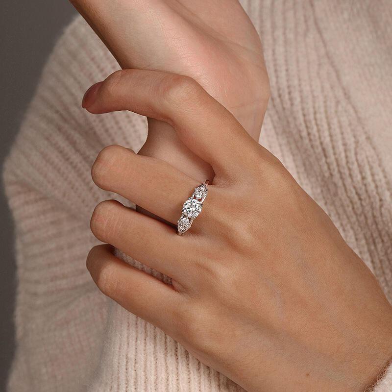 Jeulia Infinity Round Engagement Ring with Side Stones