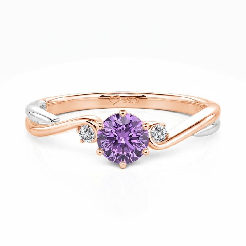 Jeulia Two Tone Three Stone Custom Birthstone Twist Ring