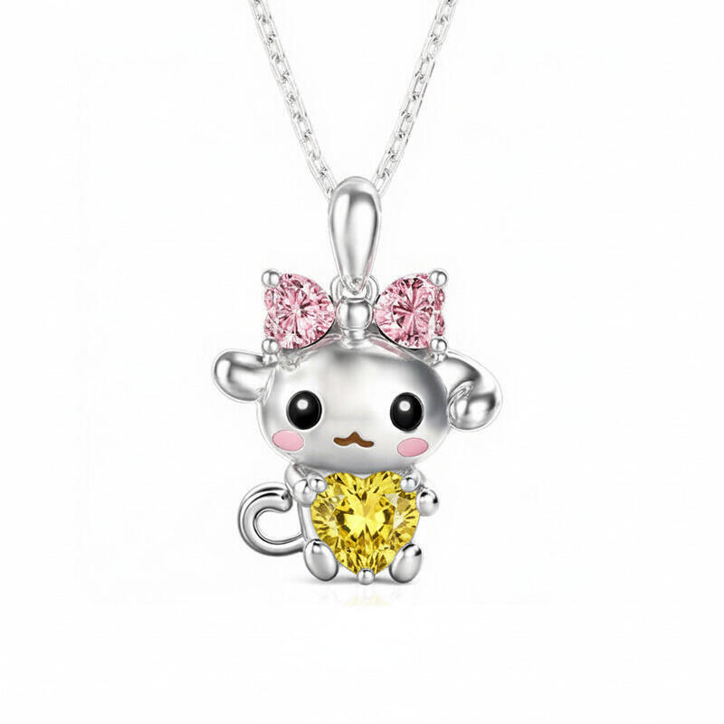 Jeulia Hug Me Custom Birthstone Cute Dog Pendant Necklace