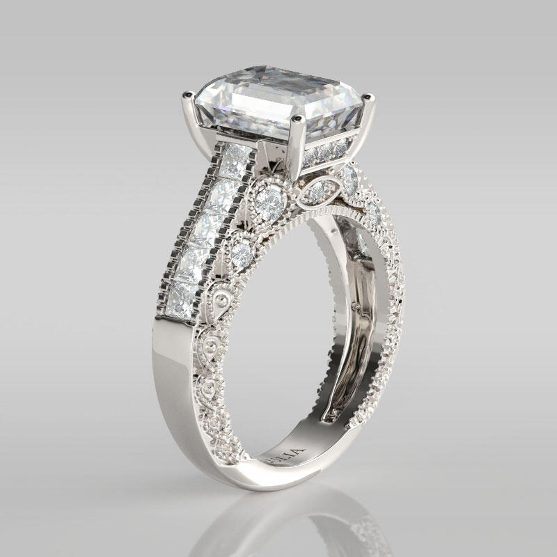 Jeulia Vintage Emerald Cut Sterling Silver Ring